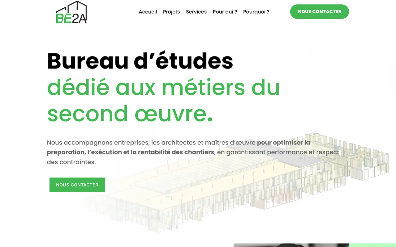 Le site de BE2A, bureau d’études, Grenoble, réalisé par Odratta