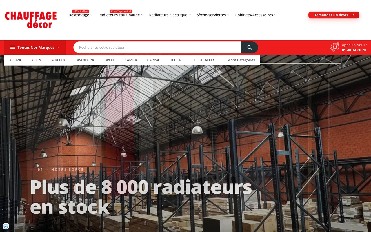 Page d’accueil du site de Chauffage Décor