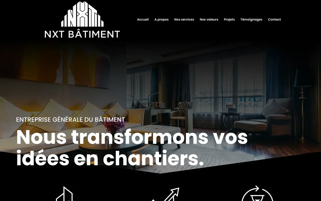 Le site de NXT Bâtiment, entreprise générale du bâtiment, Gonesse, réalisé par Odratta