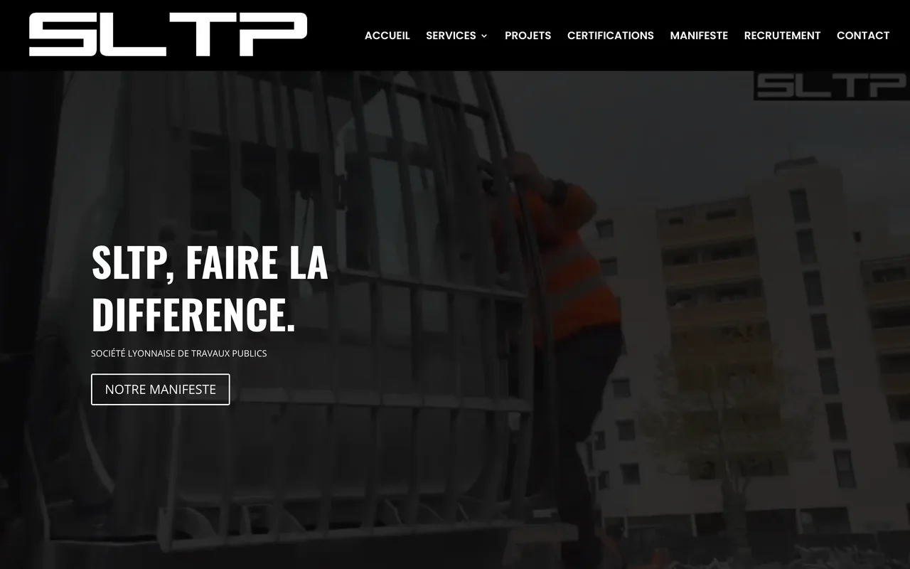 Le site de SLTP, Société Lyonnaise de Travaux Publics, réalisé par Odratta