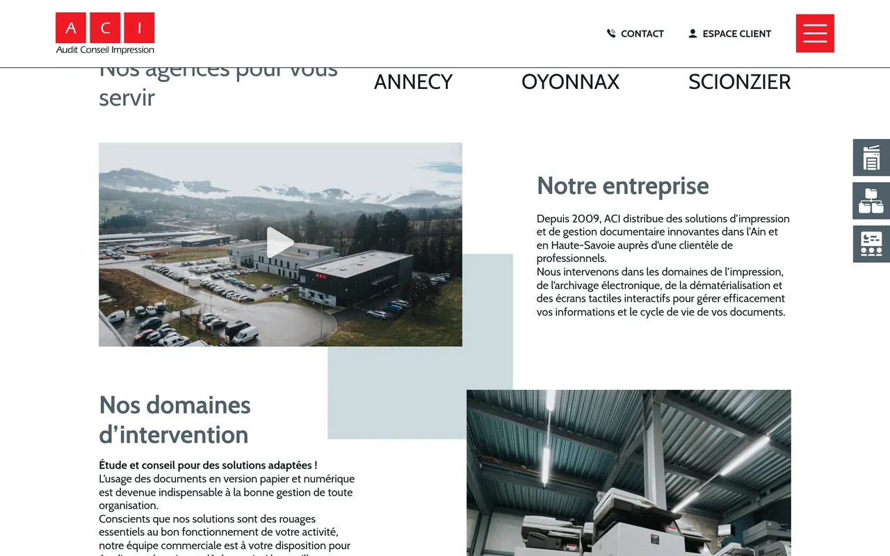 Page « Nos agences pour vous servir » du site d’ACI, sur ordinateur.