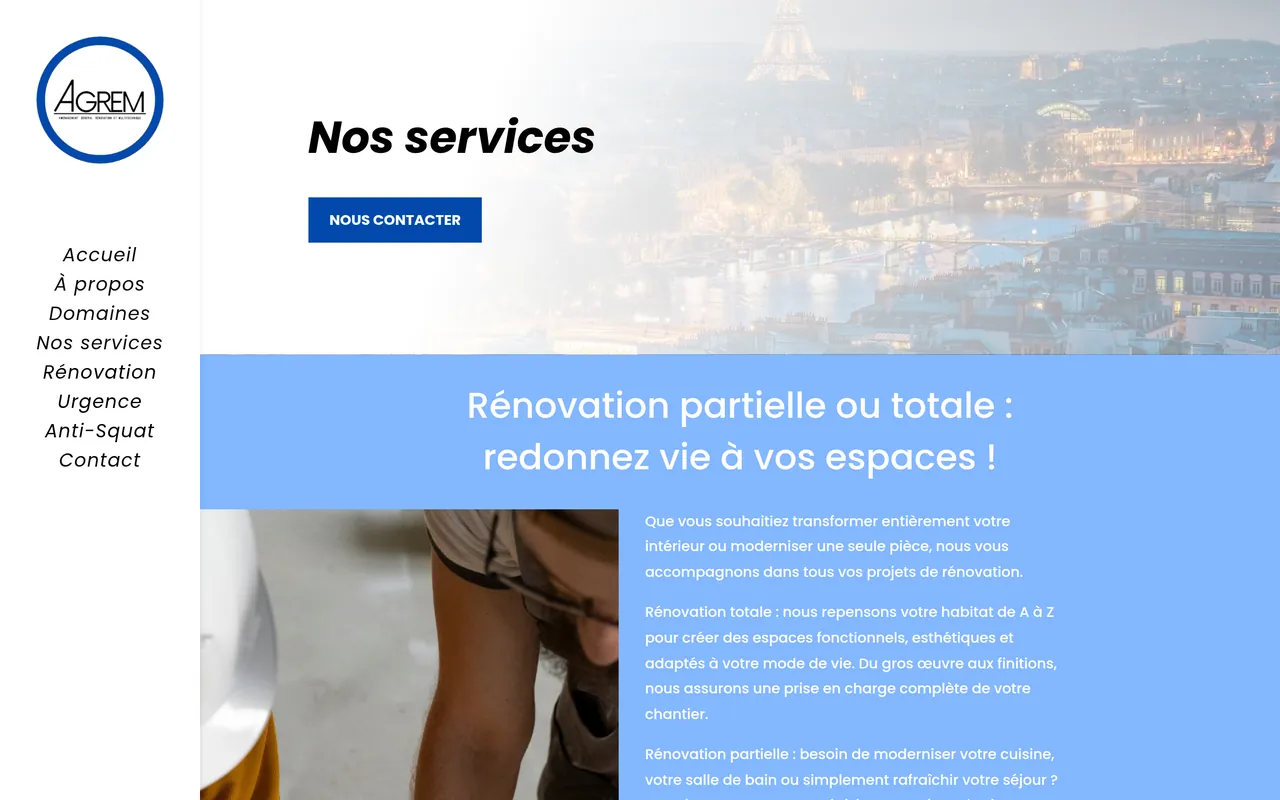 Page « Rénovation » du site d’Agrem, sur ordinateur.