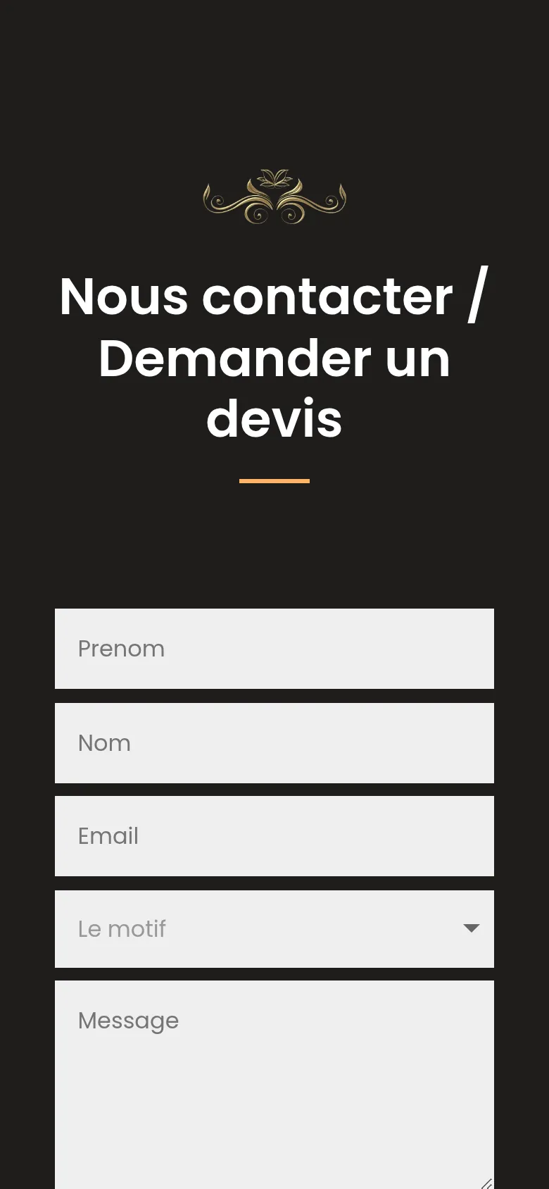 Section « Nous contacter » de l’accueil du site de La Clinique de la Chaise, sur téléphone.