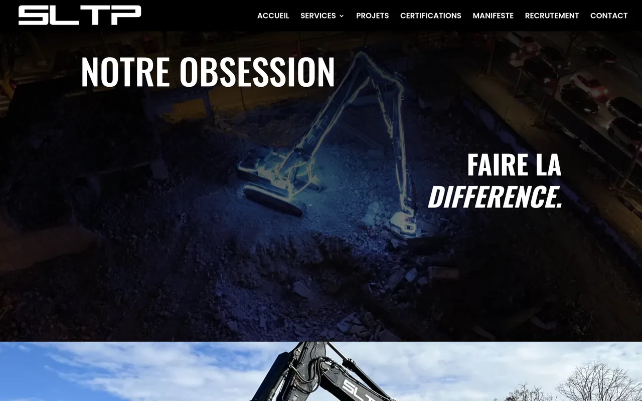 Section « Notre obsession » de la page « Services » du site de SLTP, sur ordinateur.