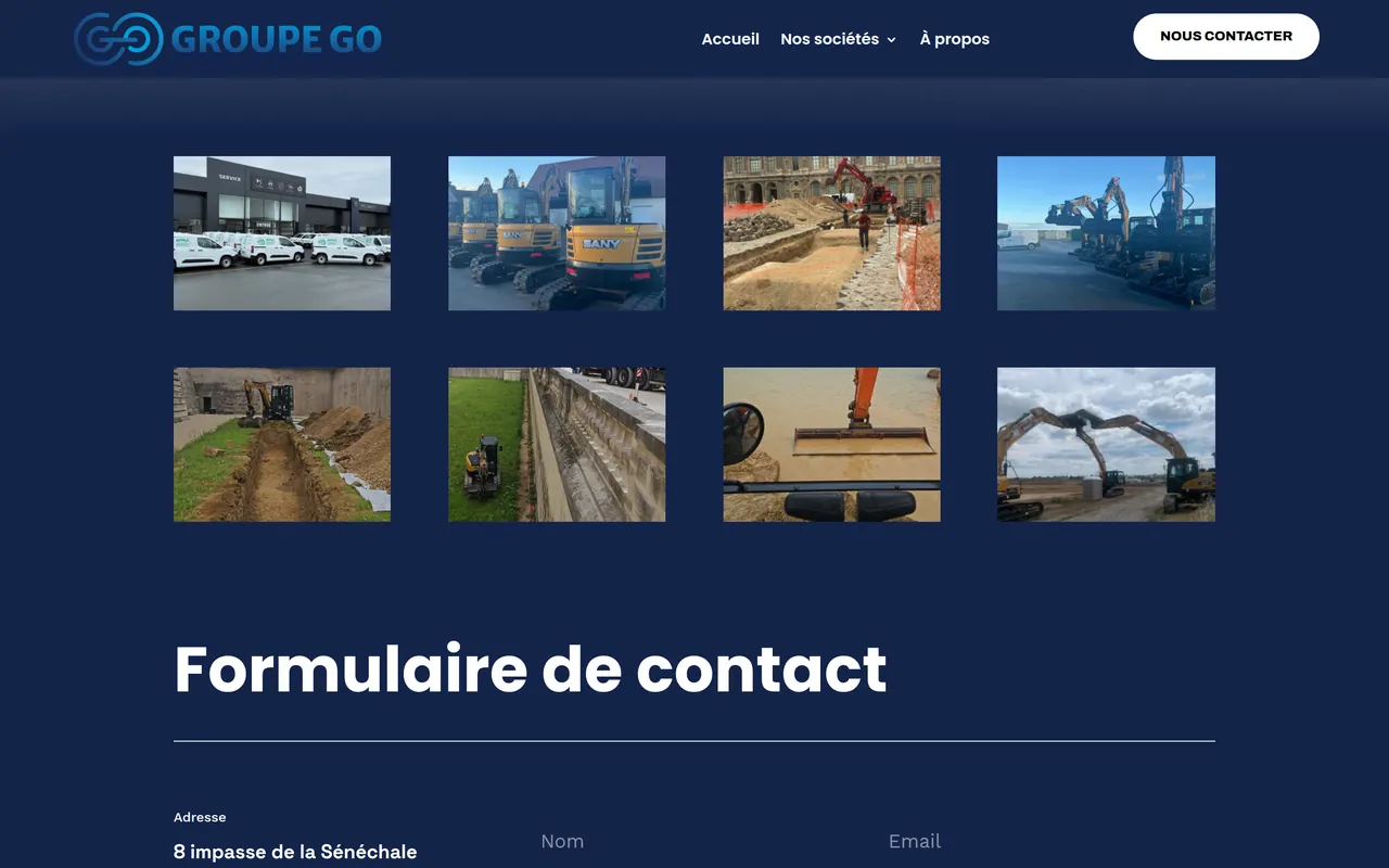 Section « Fouilles et engins » de la page « ATPLC » du site de Groupe Go, sur ordinateur.