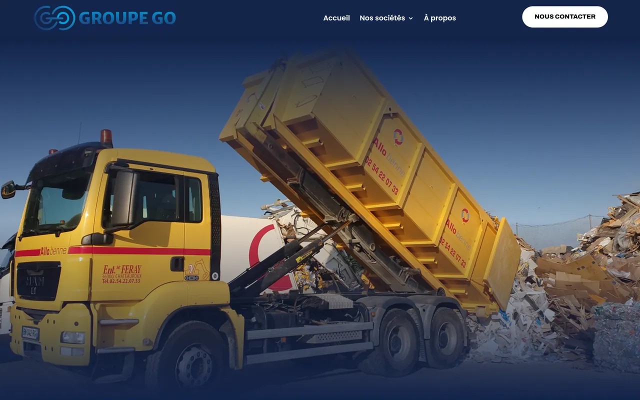 Section « La benne » de la page « AlloBenne » du site de Groupe Go, sur ordinateur.