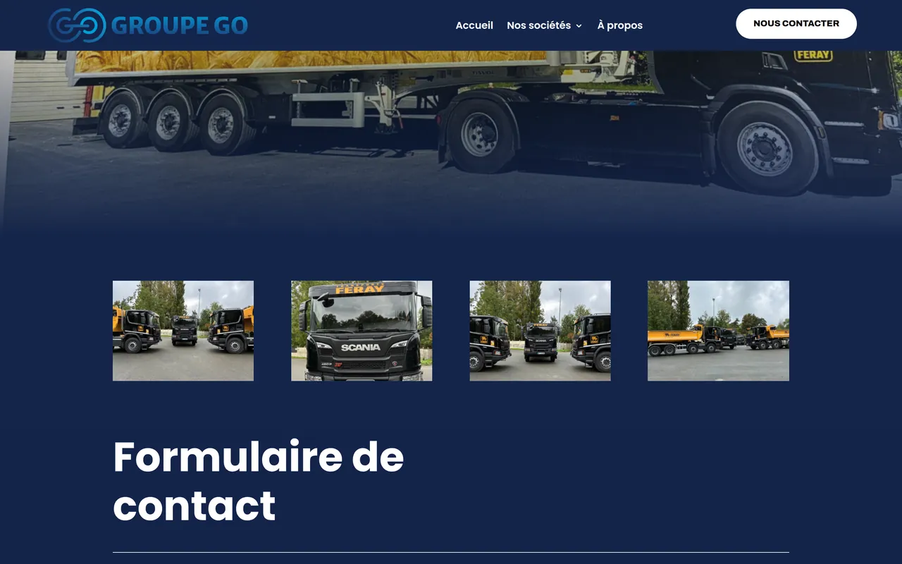 Section « La flotte » de la page « Transports Feray » du site de Groupe Go, sur ordinateur.
