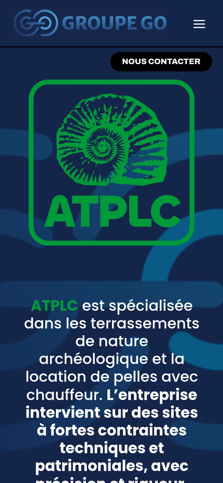 Page « ATPLC » du site de Groupe Go, sur téléphone.
