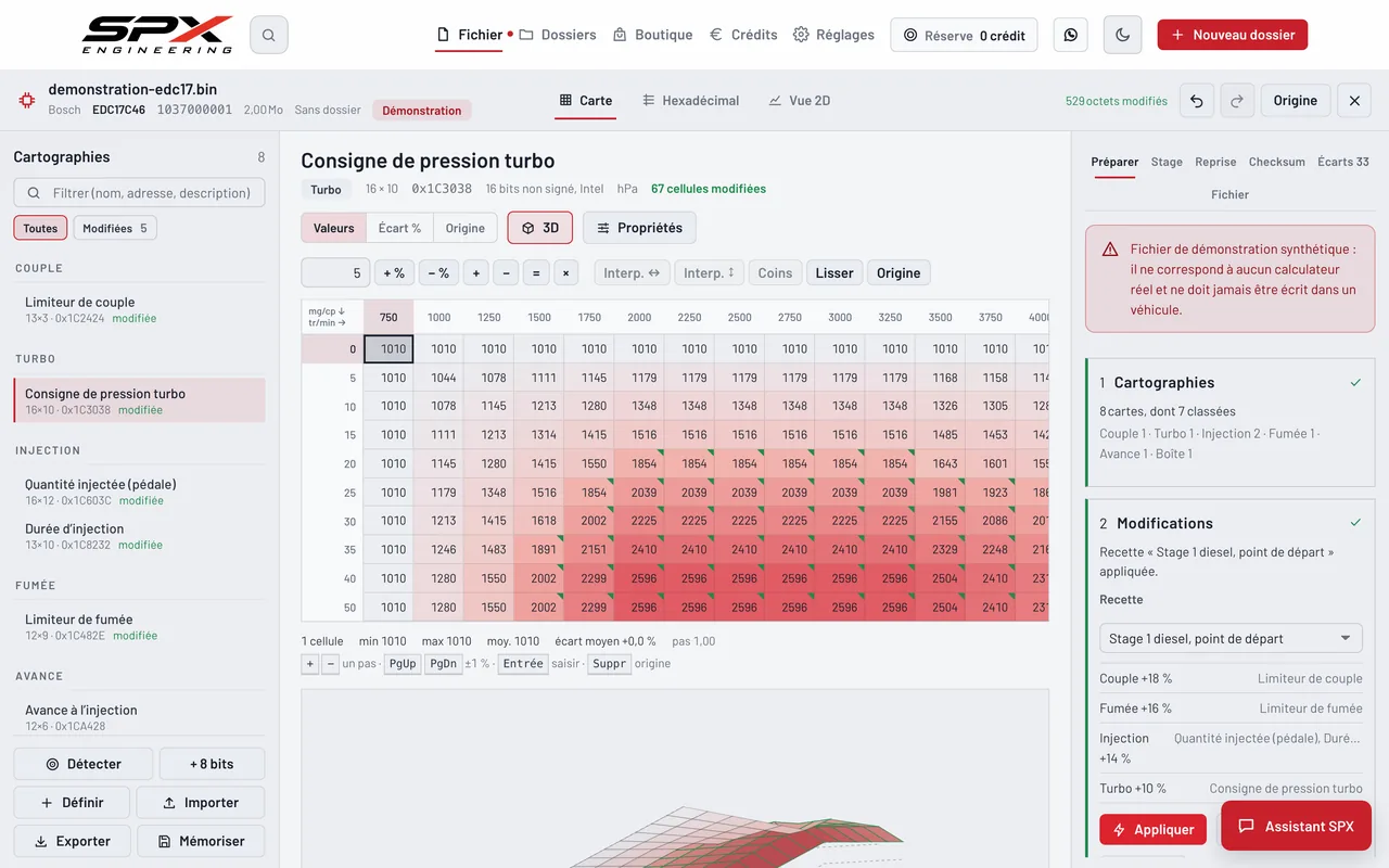 Écran « Préparer, en quatre étapes » du logiciel SPX Engineering, sur ordinateur.